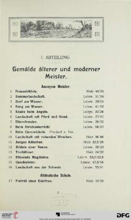 Gemälde älterer und moderner Meister (Nr. 1-228)