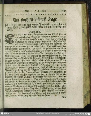 Am zweyten Pfingst-Tage