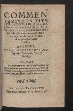 Commentarius in titulum codicis lib. IX.