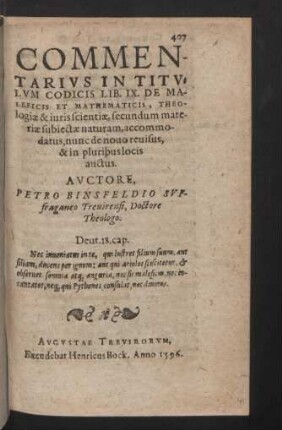 Commentarius in titulum codicis lib. IX.