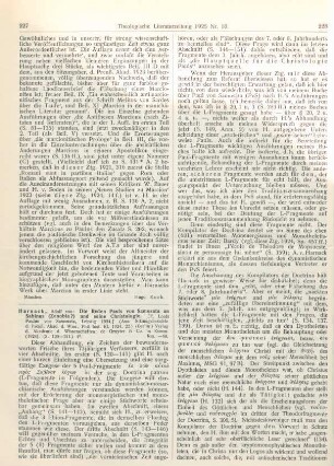 227-232 [Rezension] Harnack, Adolf von , Die Reden Pauls von Samosata an Sabinus (Zenobia?) und seine Christologie