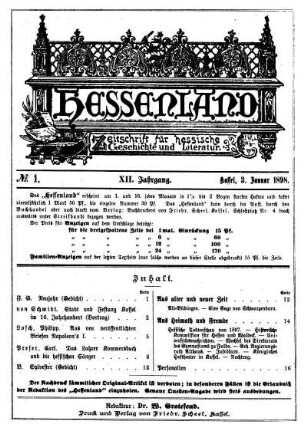 12.1898: Hessenland : Zeitschrift für hessische Geschichte und Literatur