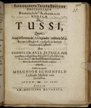 Disputatio Inauguralis Medica De Tussi