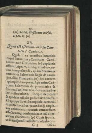 XV. Quod est osculum-oris in Canticis?