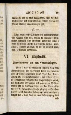 57-78, VI. Beantwortung einiger Fragen des Freymüthigen.