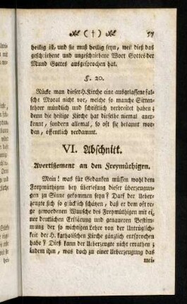 57-78, VI. Beantwortung einiger Fragen des Freymüthigen.