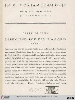 Leben und Tod des Juan Gris