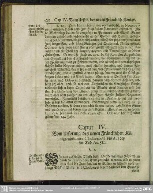 Caput IV. Vom Ursprung des neuen Fränckischen Königreichs unter Clodovaeo M. bis auf dessen Tod Ao. 511.