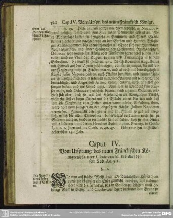 Caput IV. Vom Ursprung des neuen Fränckischen Königreichs unter Clodovaeo M. bis auf dessen Tod Ao. 511.