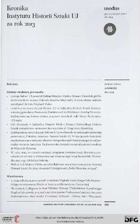 14: Kronika Instytutu Historii Sztuki UJ za rok 2013