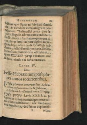 Caput IV. De Festis Hebraeorum post plures annos recurrentibus.