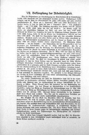 VII. Bekämpfung der Arbeitslosigkeit.