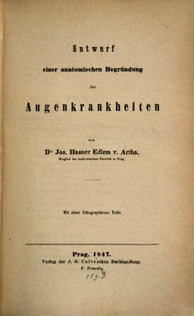 Entwurf einer anatomischen Begründung der Augenkrankheiten
