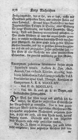 Excerptum polonicae litteraturae huius atque superioris aetatis. Vol.I-III.