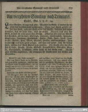 Am vierzehnten Sonntage nach Trinitatis. Epistel, Gal. 5. v. 16-24