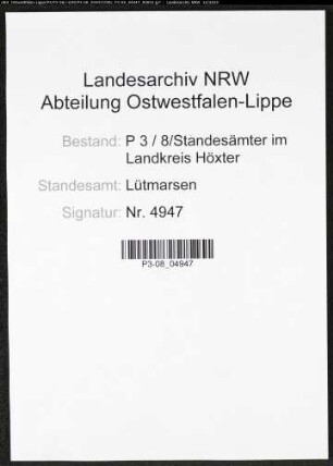 Sterberegister Standesamt Lütmarsen