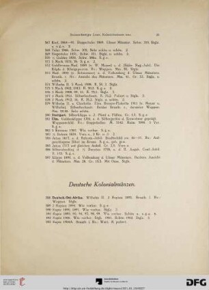 Deutsche Kolonialmünzen (Nr. 588-637)