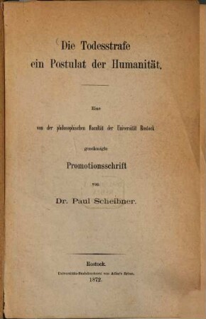 Die Todesstrafe ein Postulat der Humanität