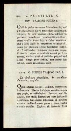 LXVI. C. Plinius Trajano Imp. S.