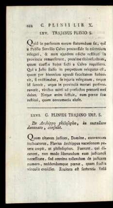 LXVI. C. Plinius Trajano Imp. S.