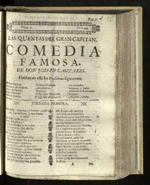 Las Quentas Del Gran Capitan : comedia famosa
