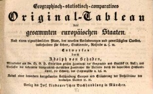 Geographisch-statistisch-comparatives Original-Tableau der gesammten europäischen Staaten