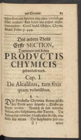 Cap. I. De Alcaibus, tam fixis quam volatilibus