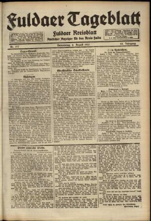 Ausgabe vom Donnerstag, den 04. August 1921.