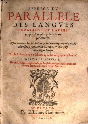 Abbrégé du Parallele des Langues françoise et latine