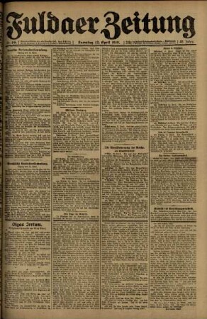 Ausgabe vom Samstag, den 12. April 1919.