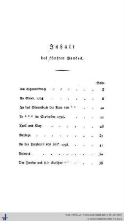 Inhalt des fünften Bandes