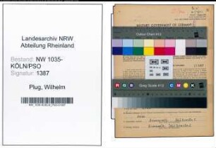 Entnazifizierung Wilhelm Plug , geb. 26.12.1900 (Bergarbeiter)