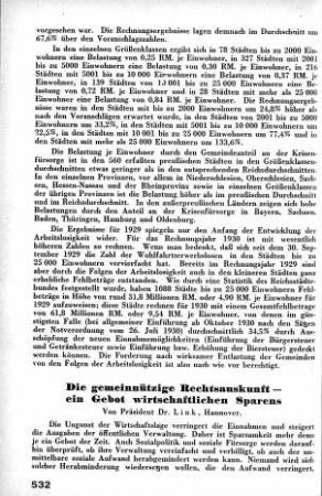Die gemeinnützige Rechtsauskunft - ein Gebot wirtschaftlichen Sparens