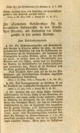Zur allgemeinen Gebührentaxe für die sämmtlichen Untergerichte in den Preußischen Staaten