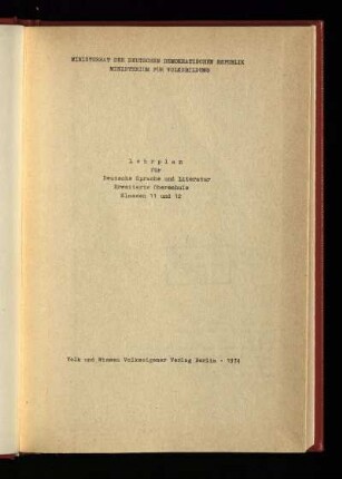 1974: Erweiterte Oberschule, Klassen 11 und 12