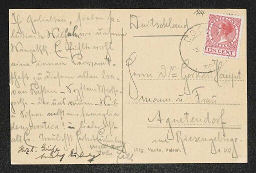 Brief von Herbert Eulenberg, Hedda Eulenberg, Till Eulenberg und Anselm Eulenberg an Gerhart Hauptmann und Margarete Hauptmann