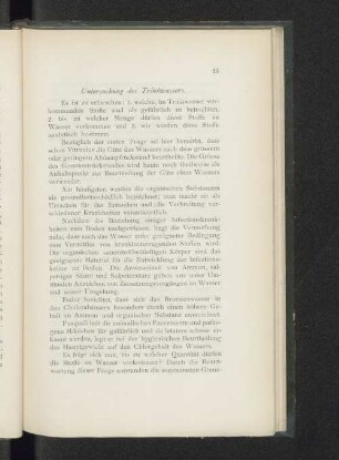 Untersuchung des Trinkwassers.