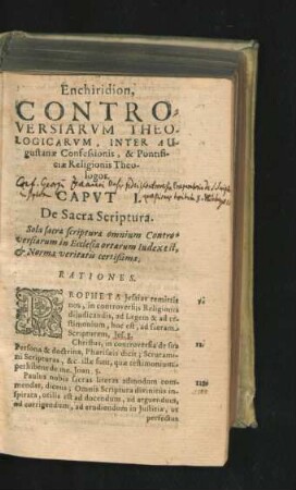 Caput I. De Sacra Scriptura.