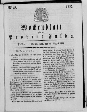 Nr. 33, Ausgabe vom 15. August 1835