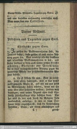 Vierter Abschnitt. Pflichten und Tugenden gegen Gott