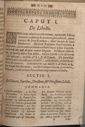 Sectio I. De Natura, Partibus, Divisione, & Necessitate Libelli.