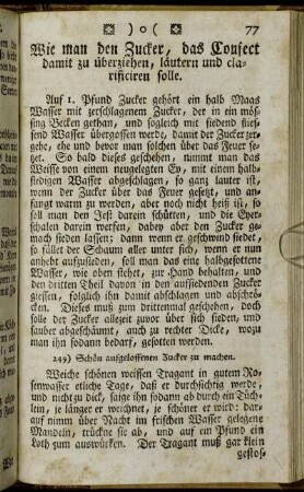 249) Schön aufgeloffenen Zucker zu machen. - 328) Brodt-Dorten.
