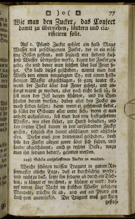249) Schön aufgeloffenen Zucker zu machen. - 328) Brodt-Dorten.