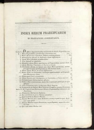 Index Rerum Praecipuarum in Praefatione Contentarum.