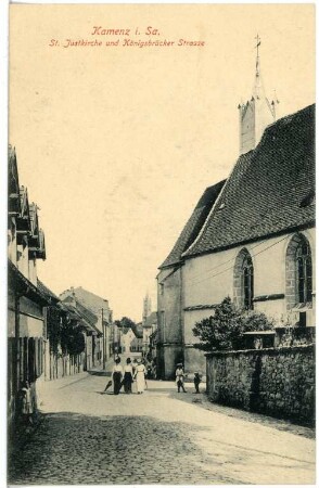 Kamenz. St. Justkirche u. Königsbrücker Straße