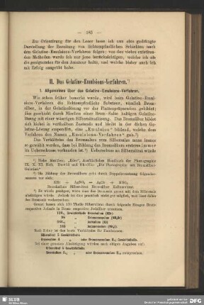 II. Das Gelatine-Emulsions-Verfahren