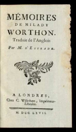 Mémoires De Milady Worthon