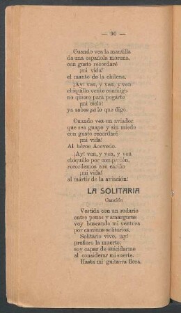 La Solitaria : Canción