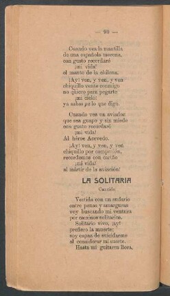 La Solitaria : Canción