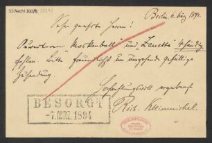 Brief an B. Schott's Söhne : 06.03.1894